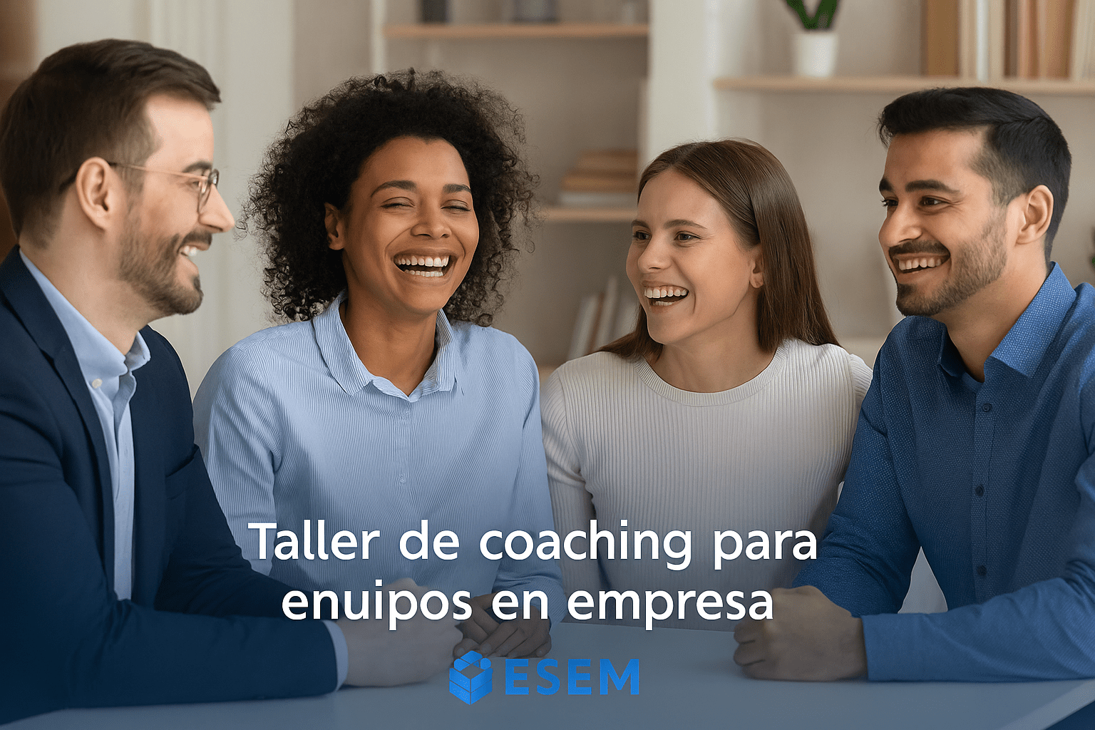 Taller de coaching para equipos en empresa con equipo multidisciplinar feliz